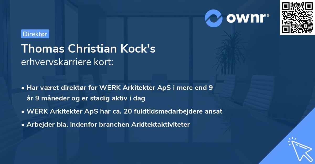 Thomas Christian Kock's erhvervskarriere kort
