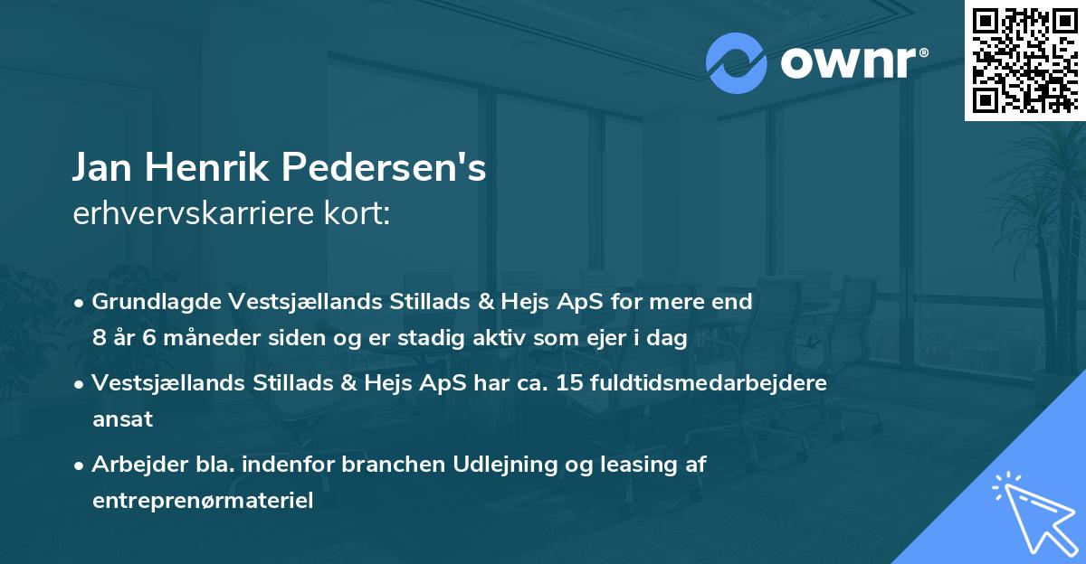 Jan Henrik Pedersen's erhvervskarriere kort