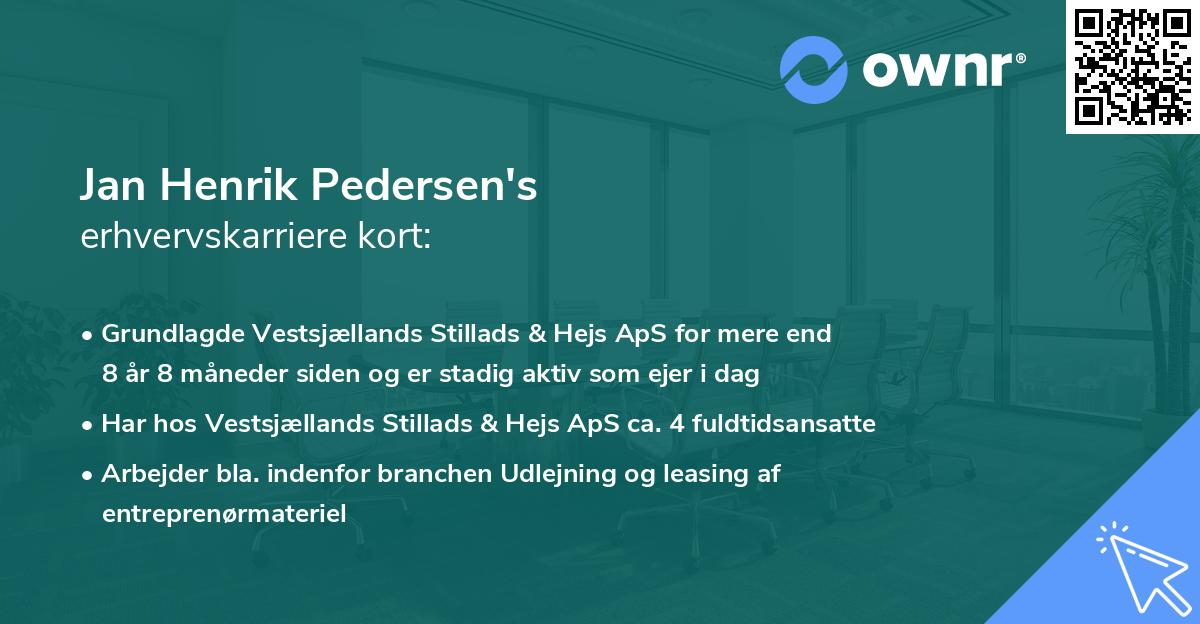 Jan Henrik Pedersen's erhvervskarriere kort