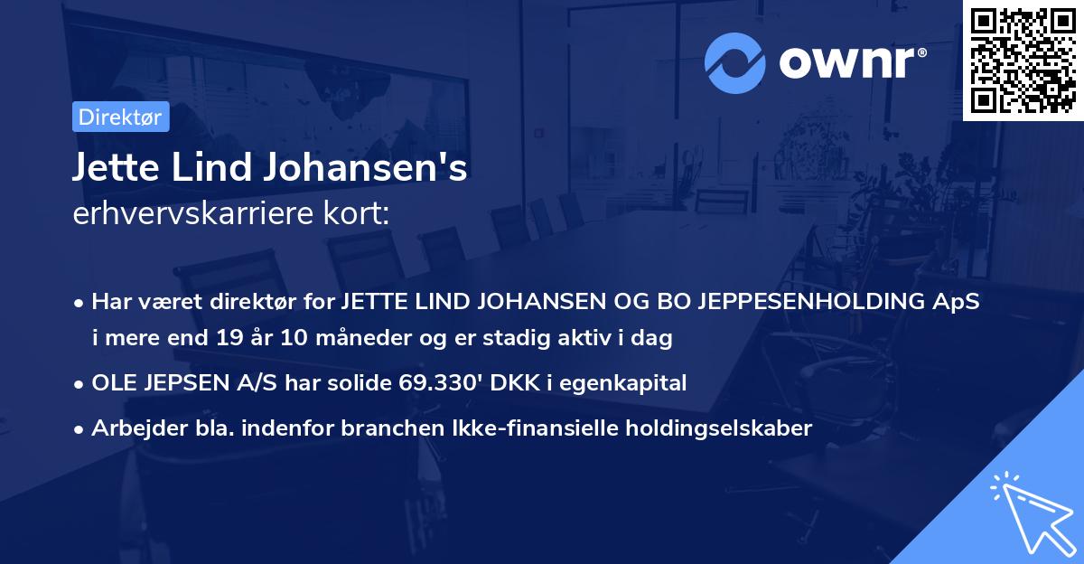 Jette Lind Johansen's erhvervskarriere kort