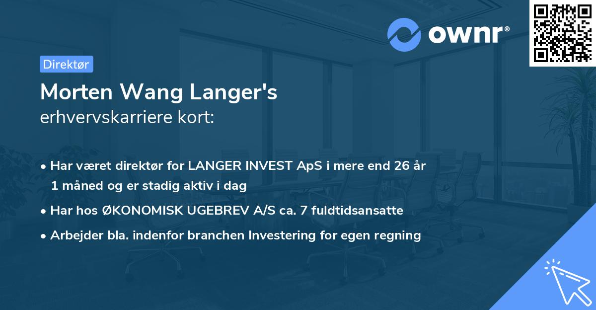 Morten Wang Langer's erhvervskarriere kort
