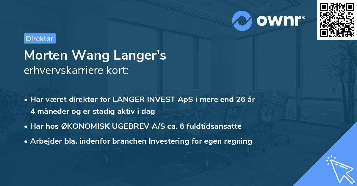 Morten Wang Langer's erhvervskarriere kort