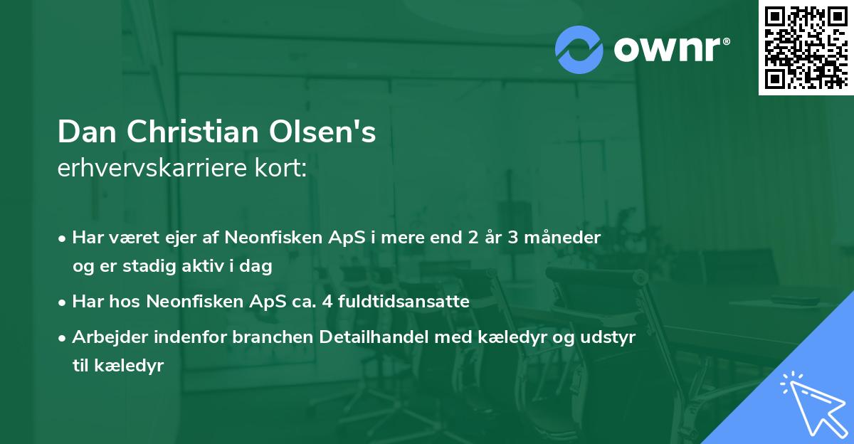 Dan Christian Olsen's erhvervskarriere kort