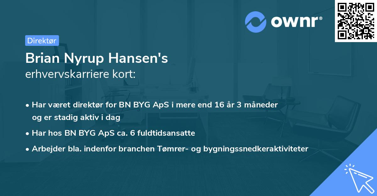 Brian Nyrup Hansen's erhvervskarriere kort
