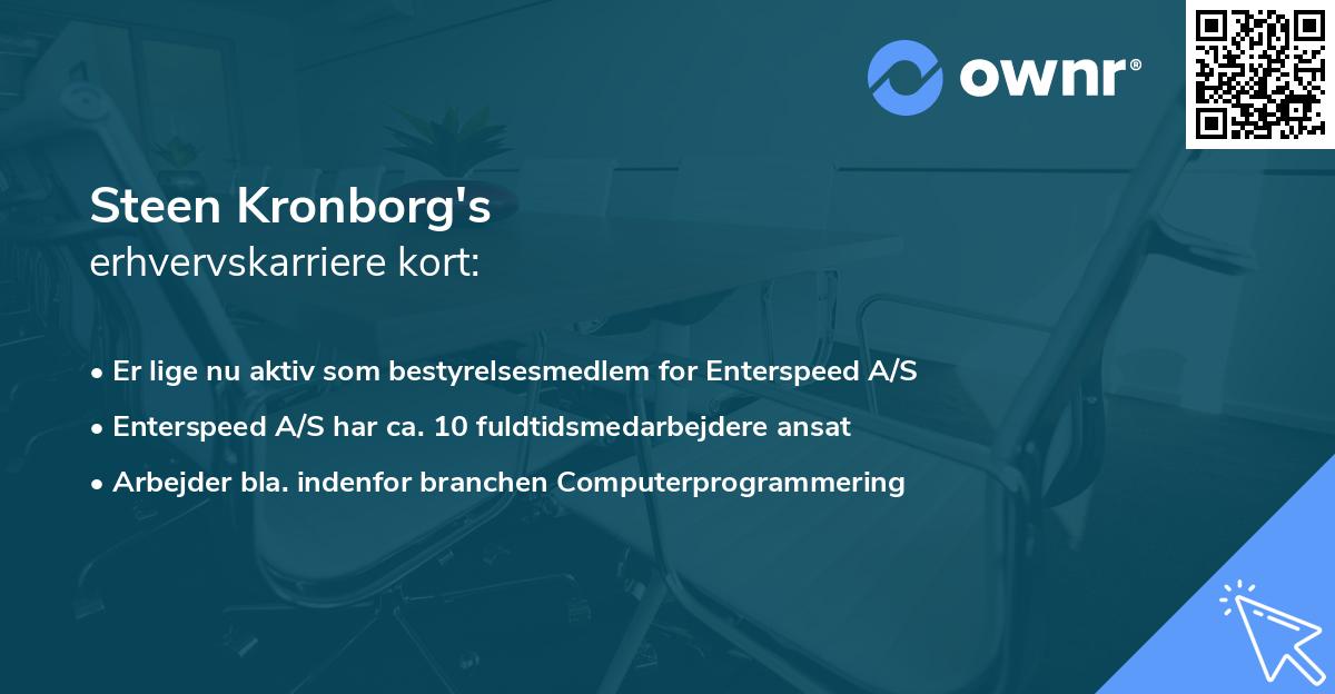 Steen Kronborg's erhvervskarriere kort