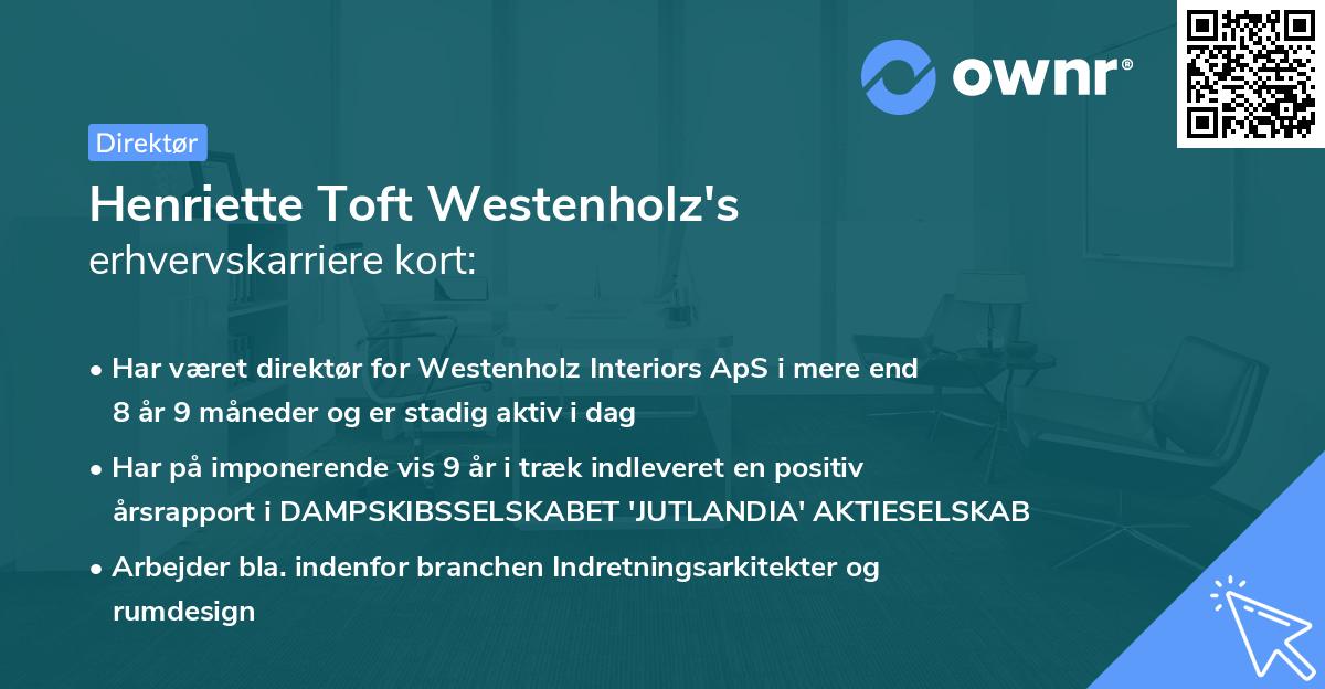 Henriette Toft Westenholz's erhvervskarriere kort