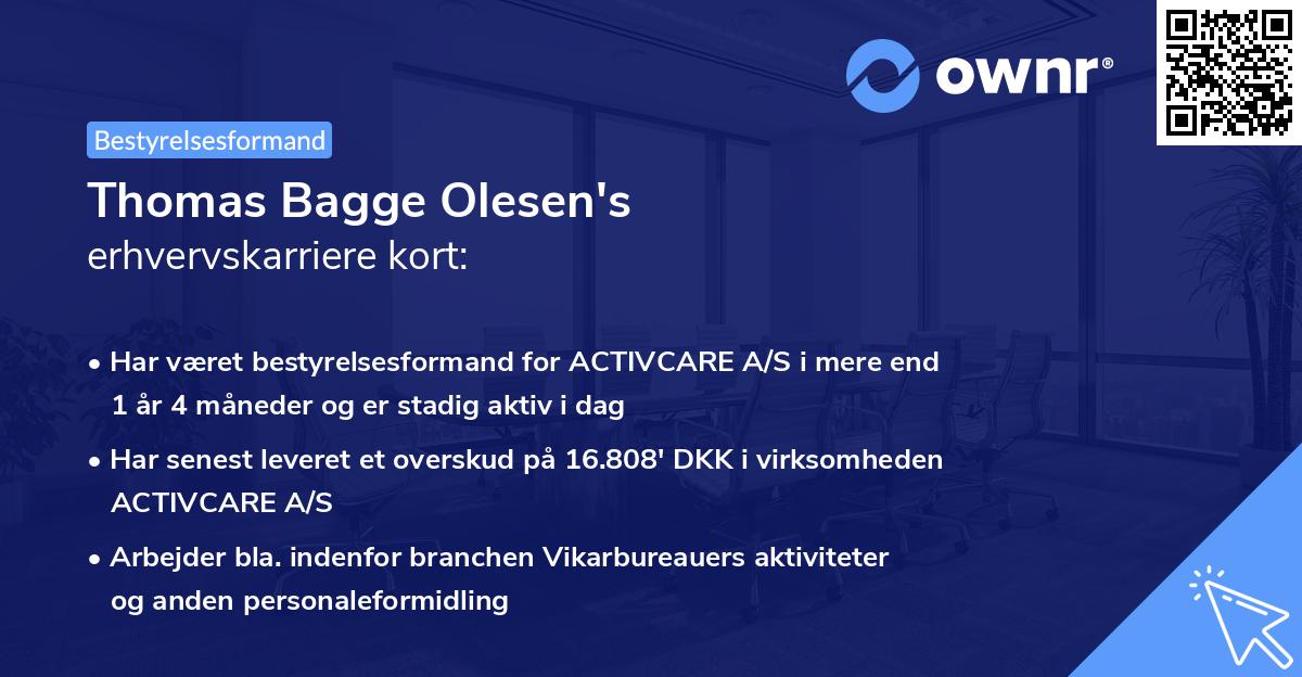 Thomas Bagge Olesen's erhvervskarriere kort