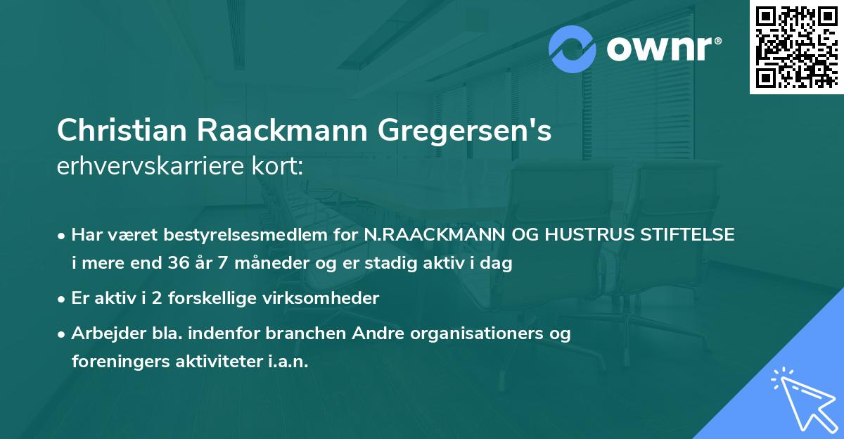 Christian Raackmann Gregersen's erhvervskarriere kort