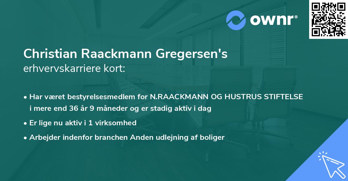 Christian Raackmann Gregersen's erhvervskarriere kort