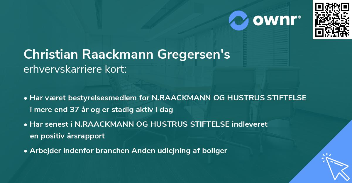 Christian Raackmann Gregersen's erhvervskarriere kort