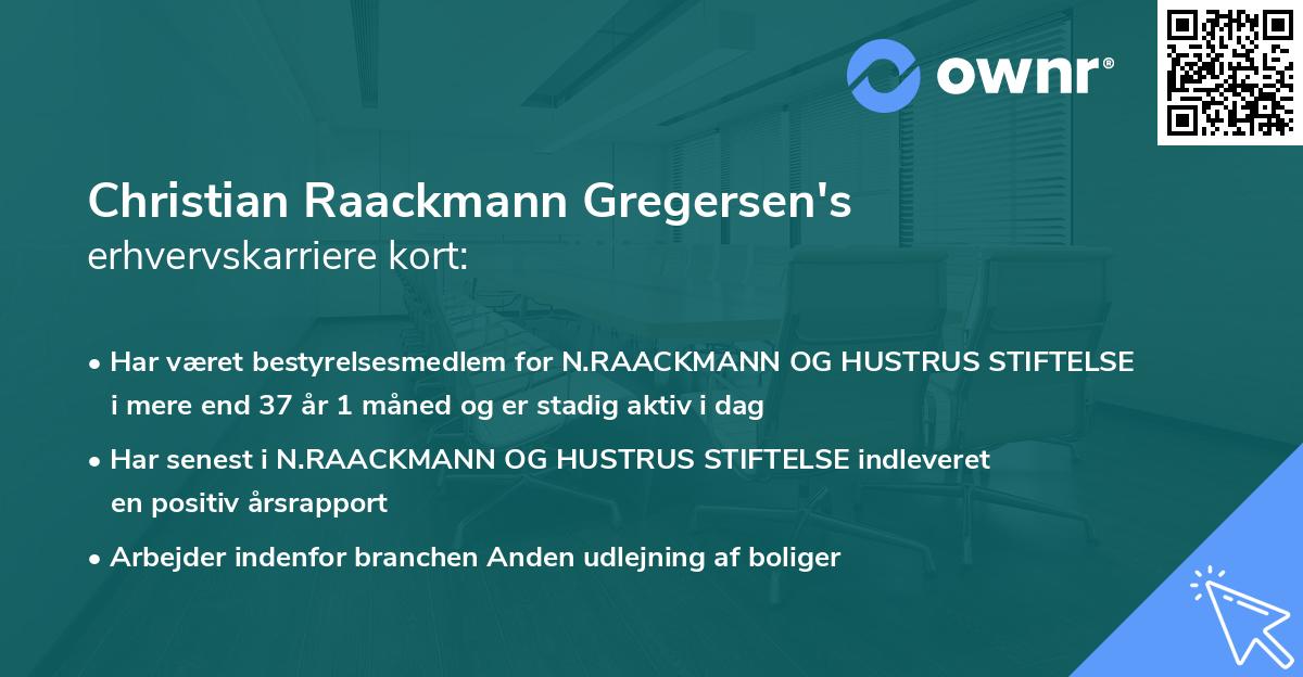 Christian Raackmann Gregersen's erhvervskarriere kort