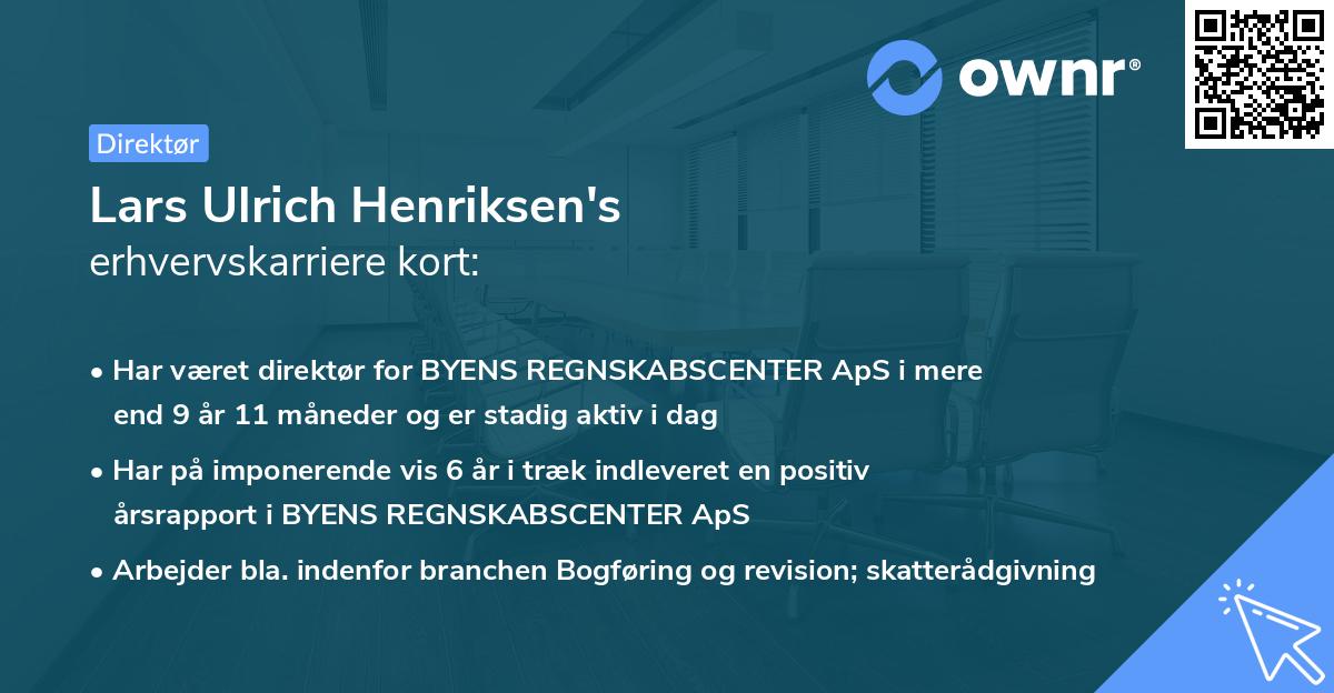 Lars Ulrich Henriksen's erhvervskarriere kort