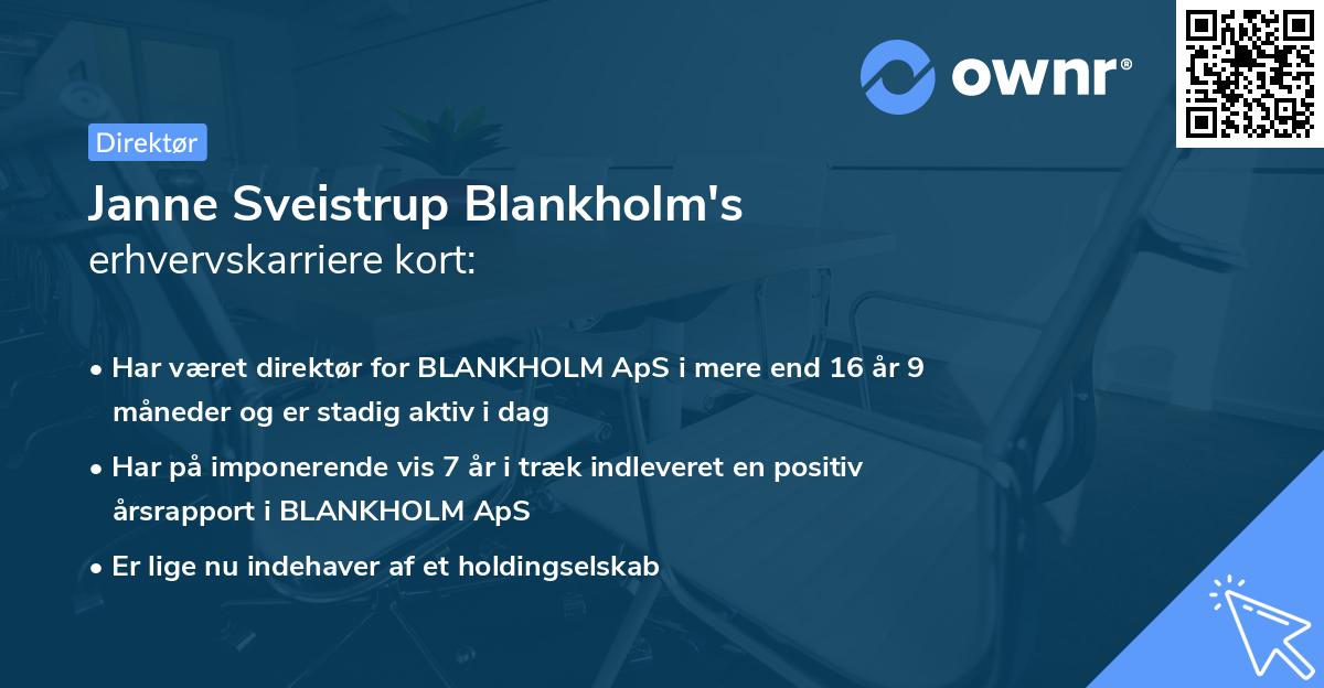 Janne Sveistrup Blankholm's erhvervskarriere kort