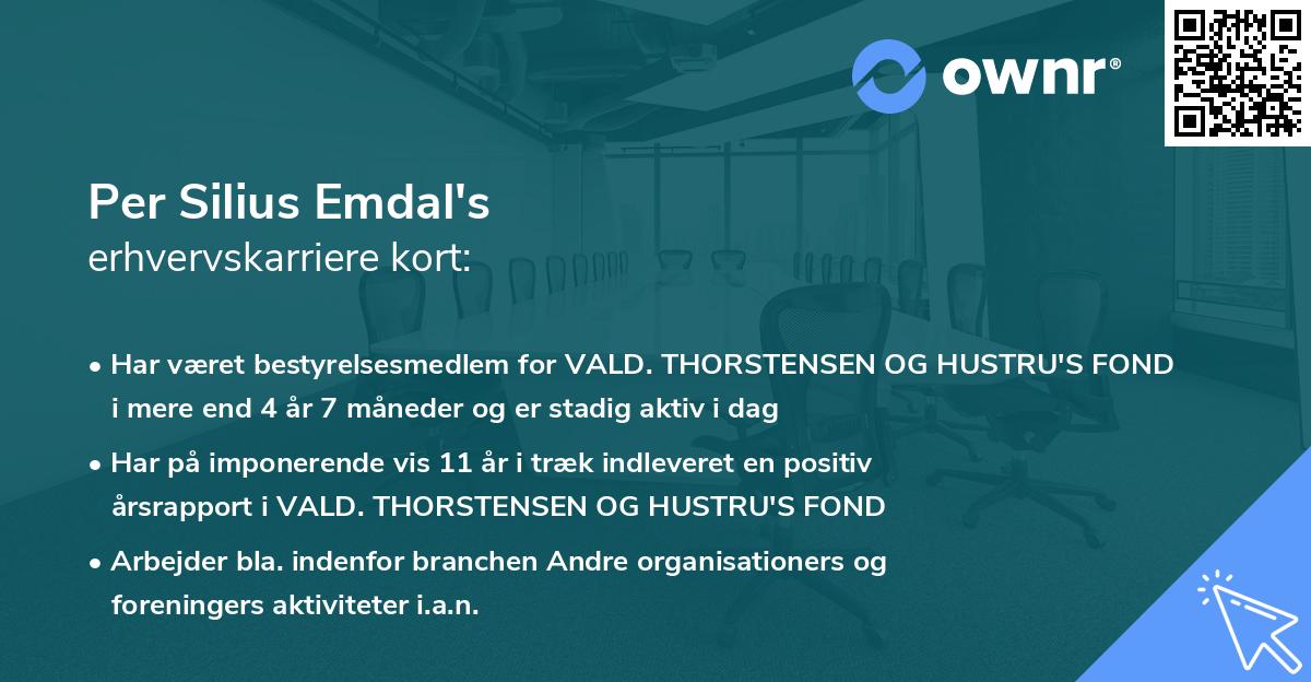 Per Silius Emdal's erhvervskarriere kort