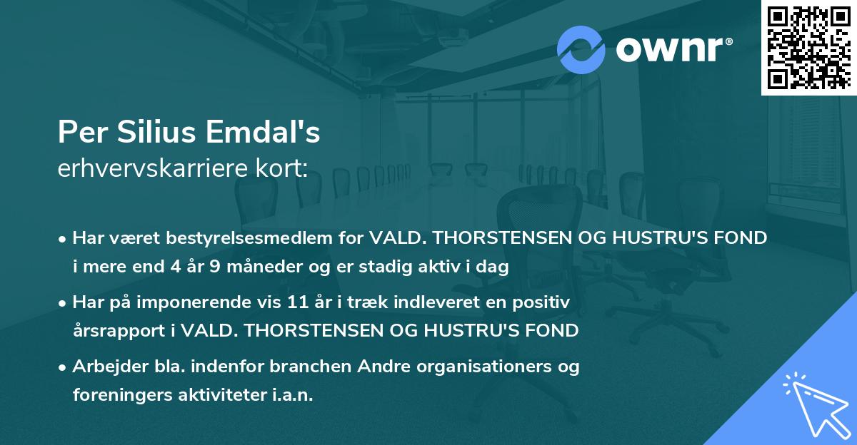 Per Silius Emdal's erhvervskarriere kort