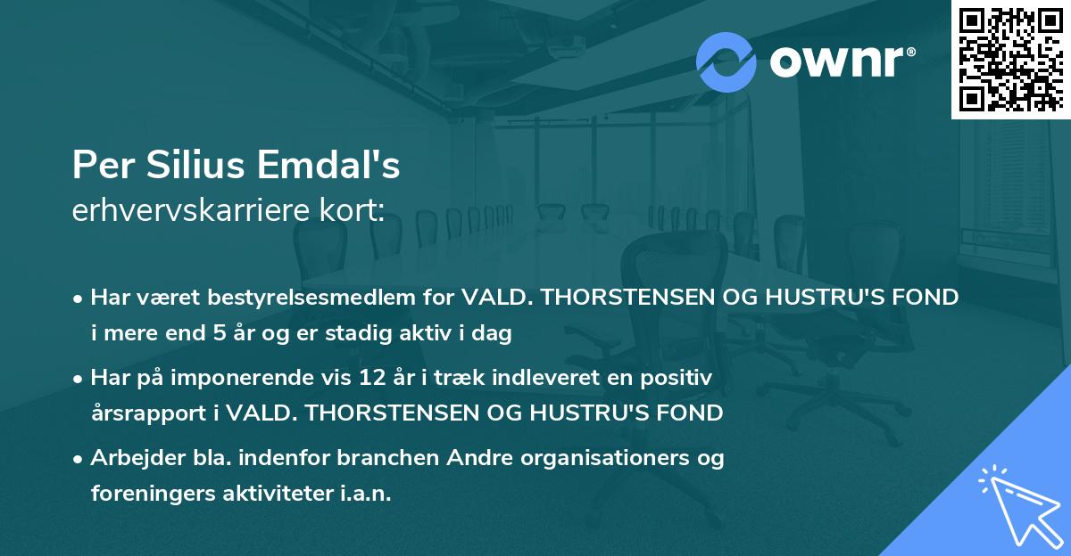 Per Silius Emdal's erhvervskarriere kort