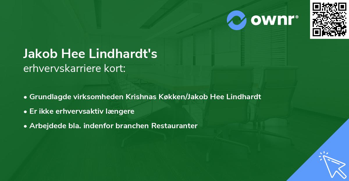 Jakob Hee Lindhardt's erhvervskarriere kort
