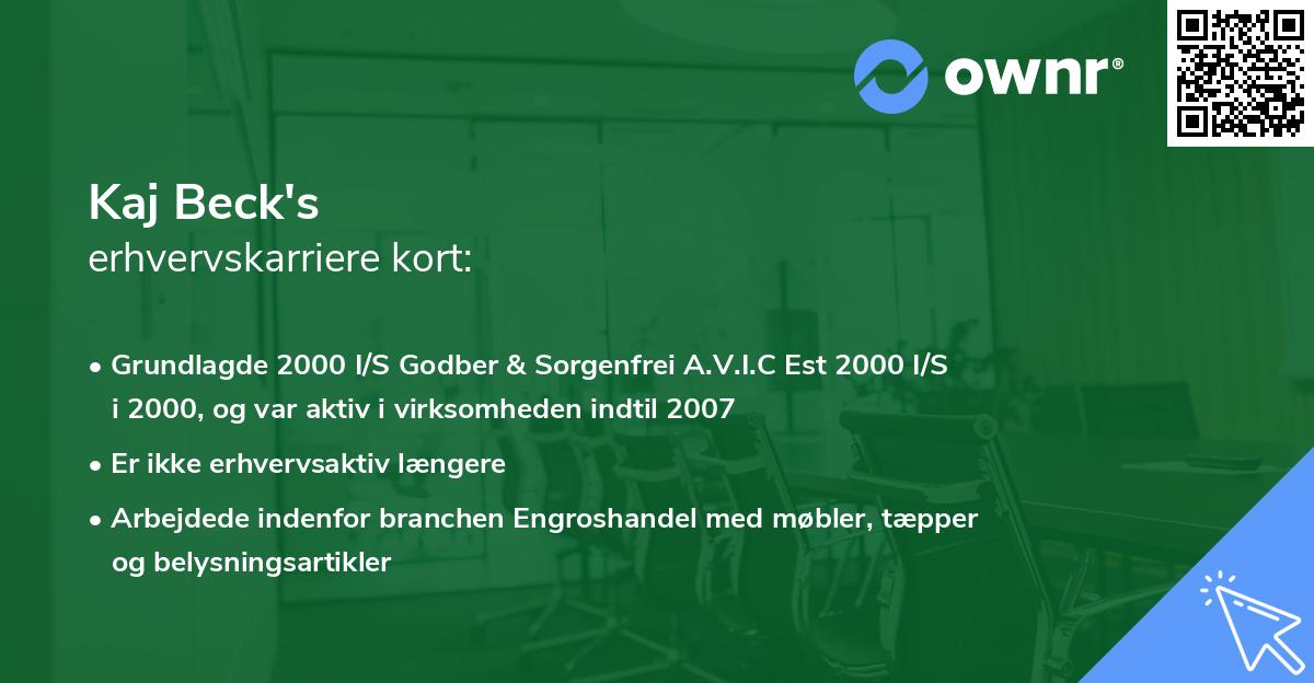 Kaj Beck's erhvervskarriere kort