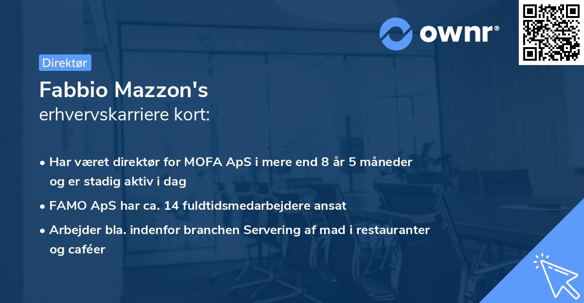 Fabbio Mazzon's erhvervskarriere kort