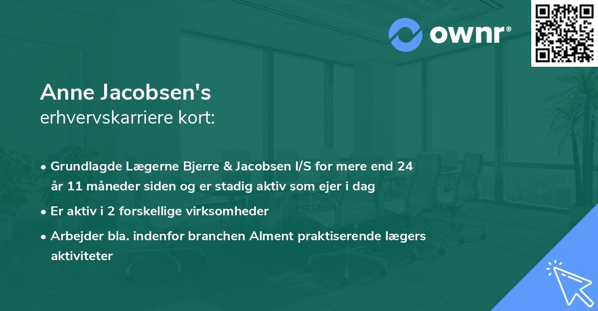 Anne Jacobsen's erhvervskarriere kort