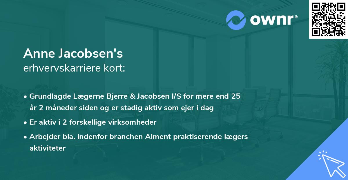 Anne Jacobsen's erhvervskarriere kort
