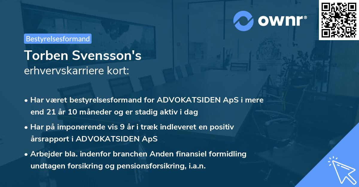 Torben Svensson's erhvervskarriere kort