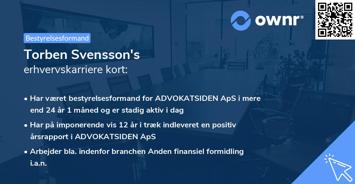 Torben Svensson's erhvervskarriere kort