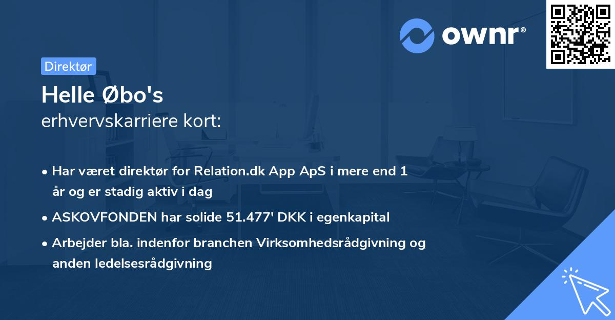 Helle Øbo's erhvervskarriere kort