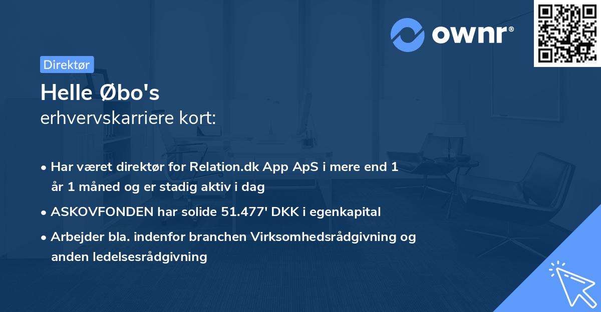 Helle Øbo's erhvervskarriere kort