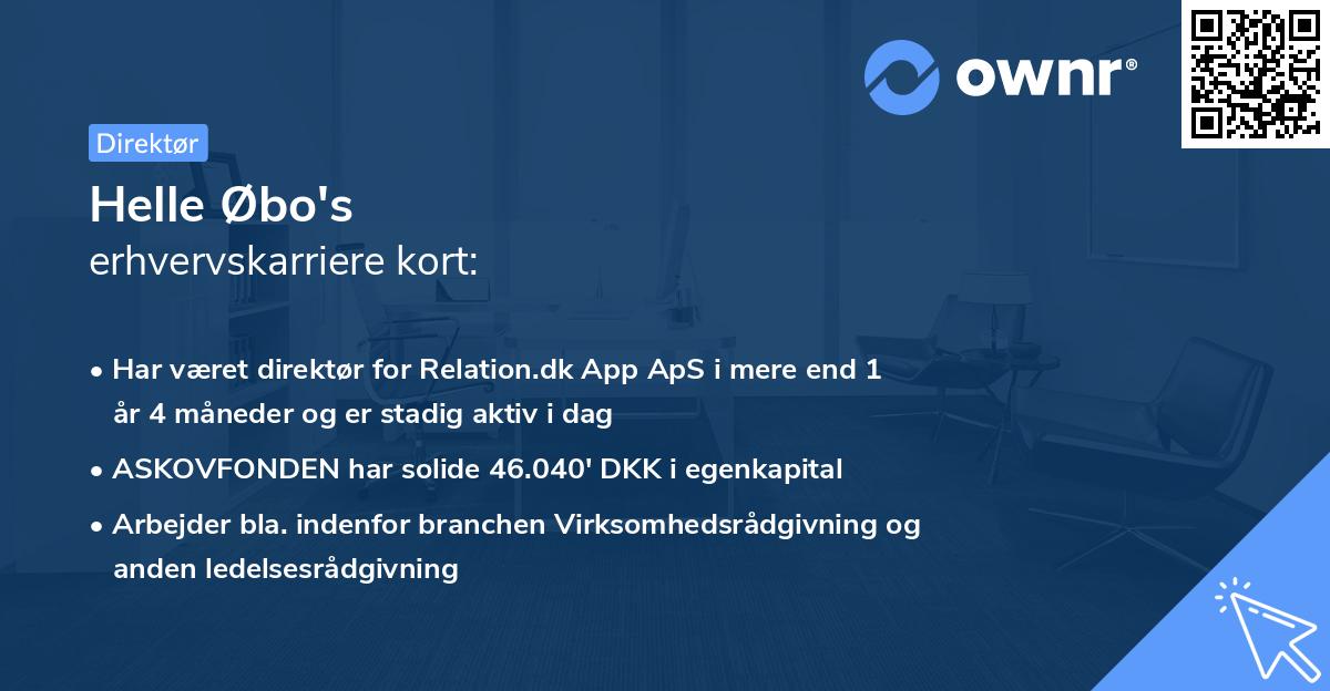 Helle Øbo's erhvervskarriere kort