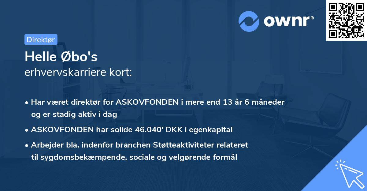 Helle Øbo's erhvervskarriere kort