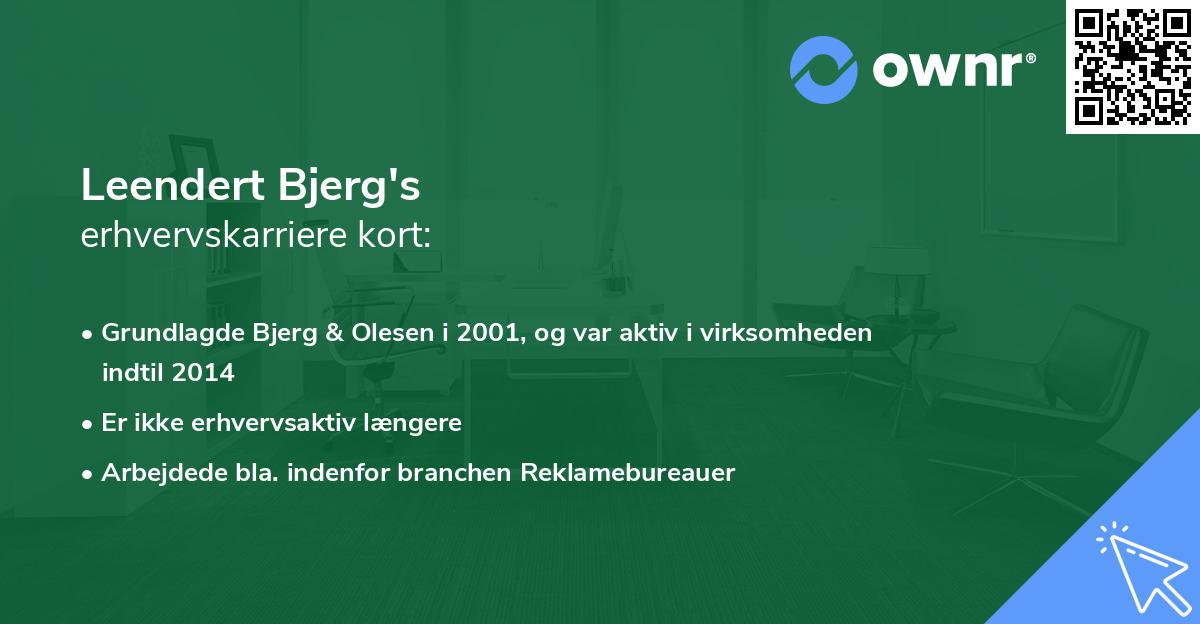Leendert Bjerg's erhvervskarriere kort