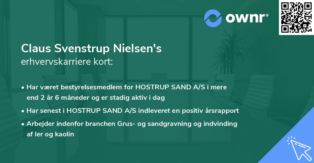 Claus Svenstrup Nielsen's erhvervskarriere kort