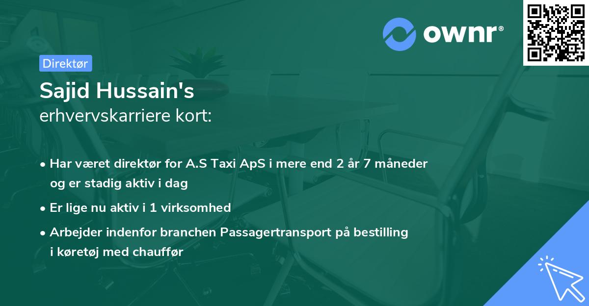 Sajid Hussain's erhvervskarriere kort