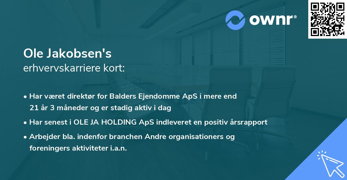 Ole Jakobsen's erhvervskarriere kort