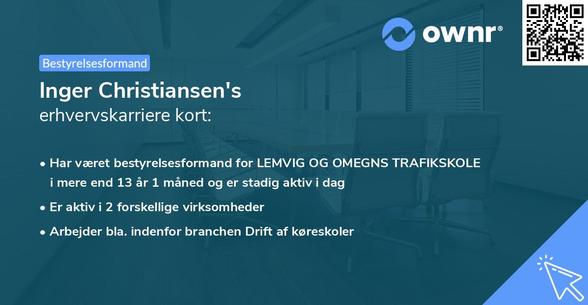 Inger Christiansen's erhvervskarriere kort