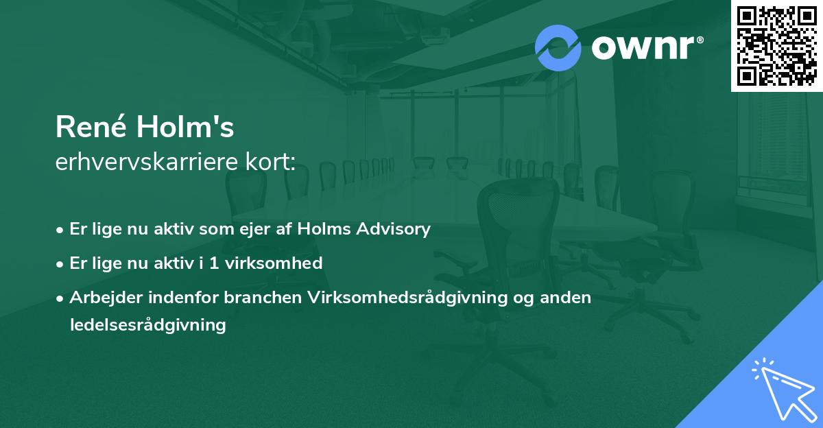 René Holm's erhvervskarriere kort