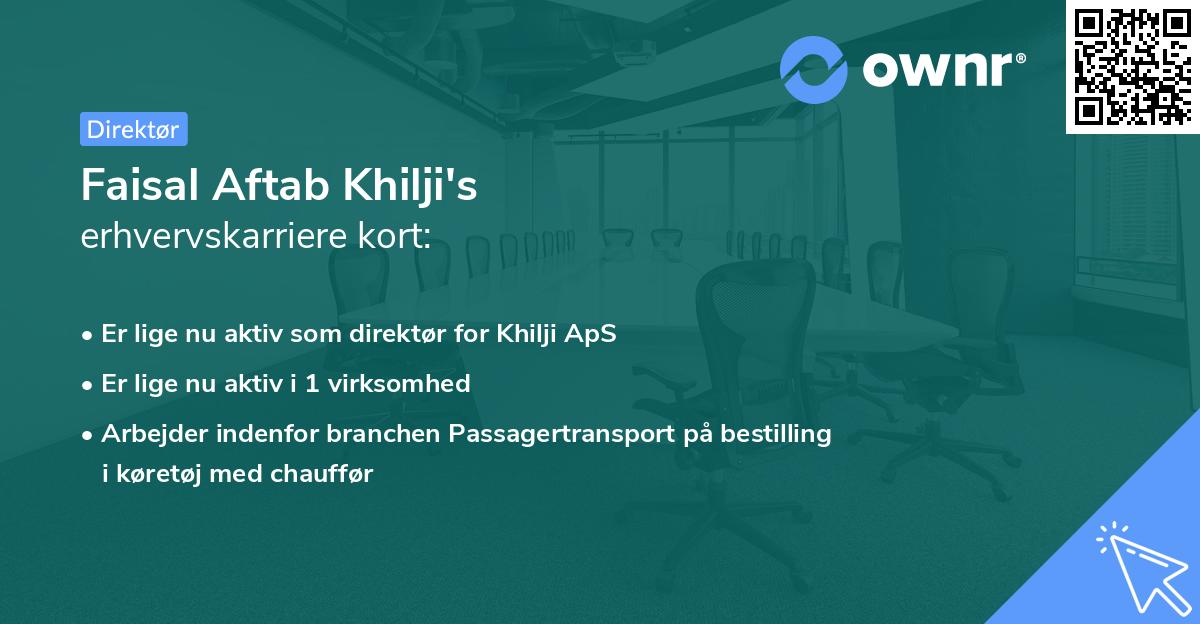 Faisal Aftab Khilji's erhvervskarriere kort