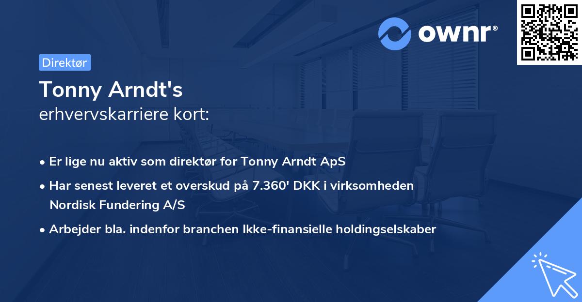 Tonny Arndt's erhvervskarriere kort