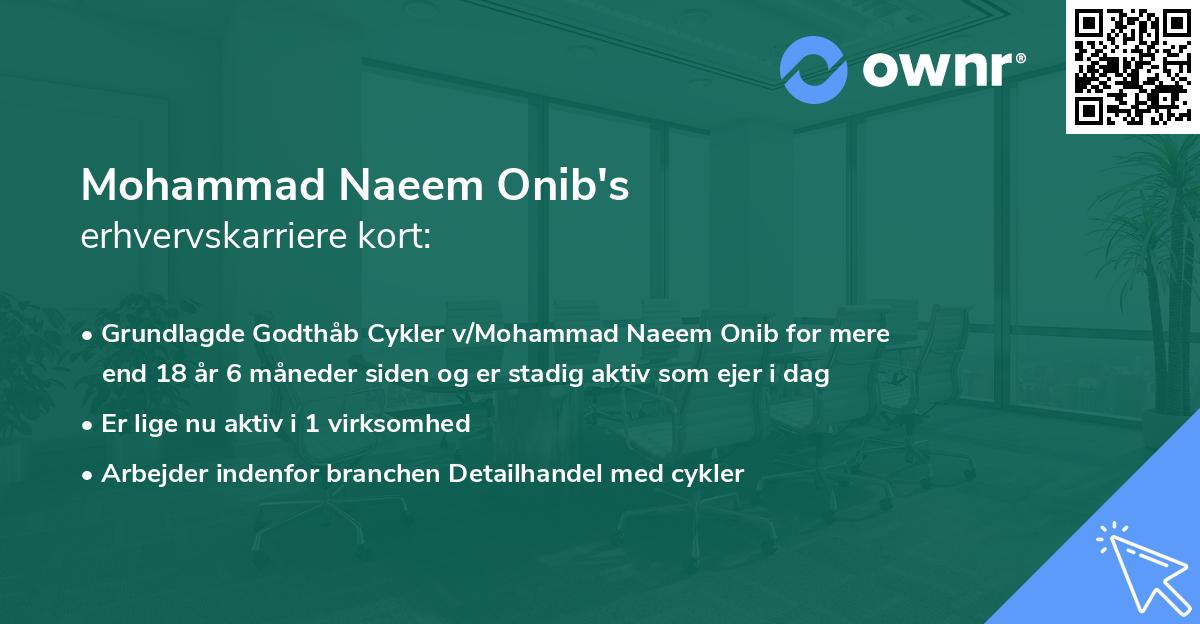 Mohammad Naeem Onib's erhvervskarriere kort