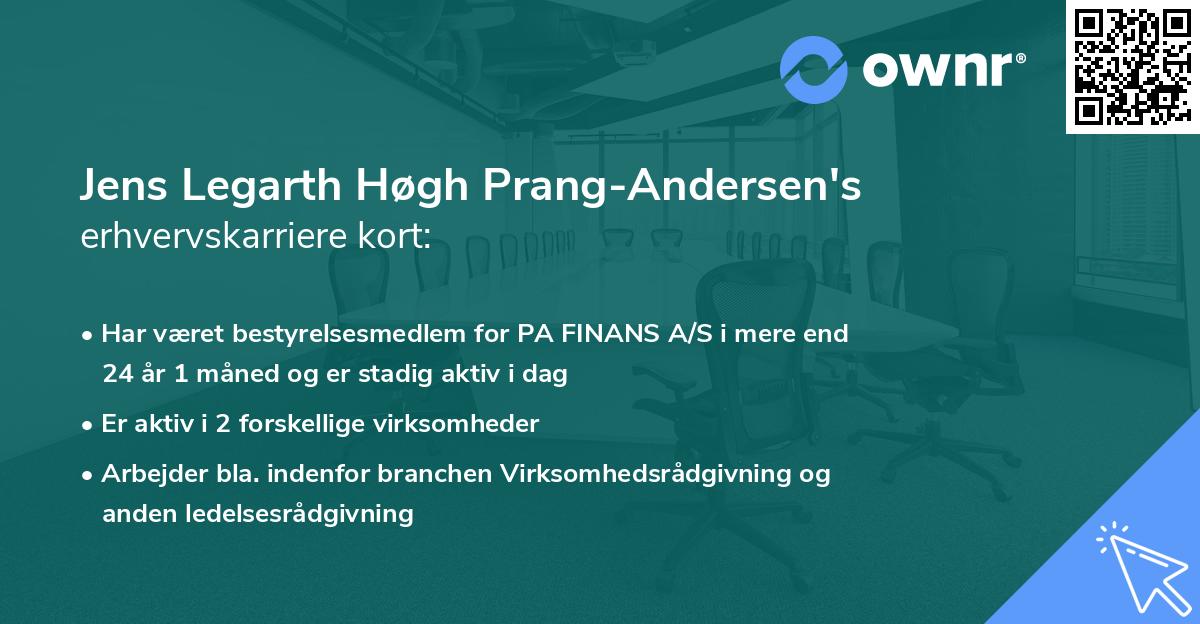 Jens Legarth Høgh Prang-Andersen's erhvervskarriere kort