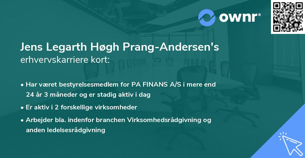 Jens Legarth Høgh Prang-Andersen's erhvervskarriere kort