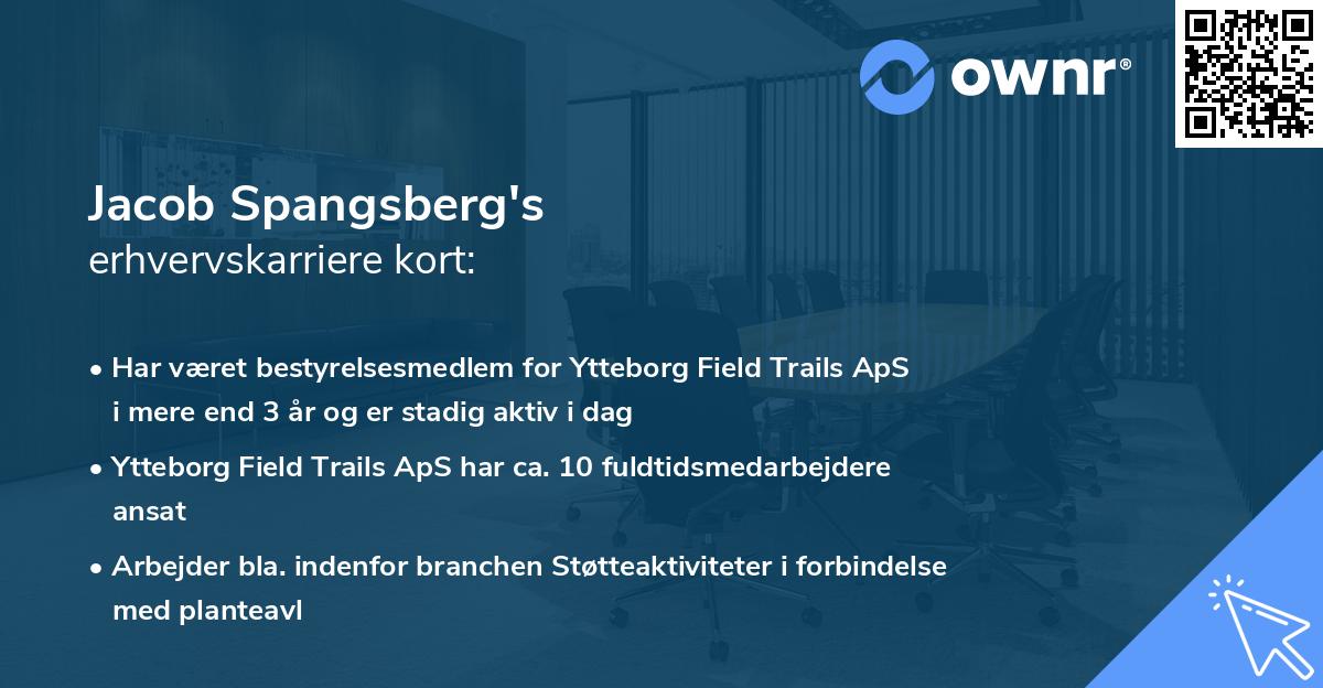 Jacob Spangsberg's erhvervskarriere kort