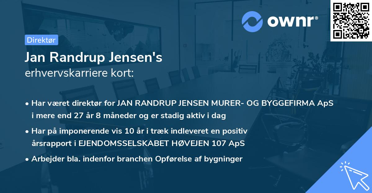 Jan Randrup Jensen's erhvervskarriere kort