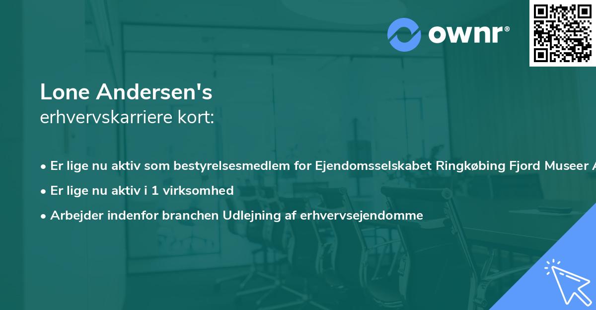 Lone Andersen's erhvervskarriere kort