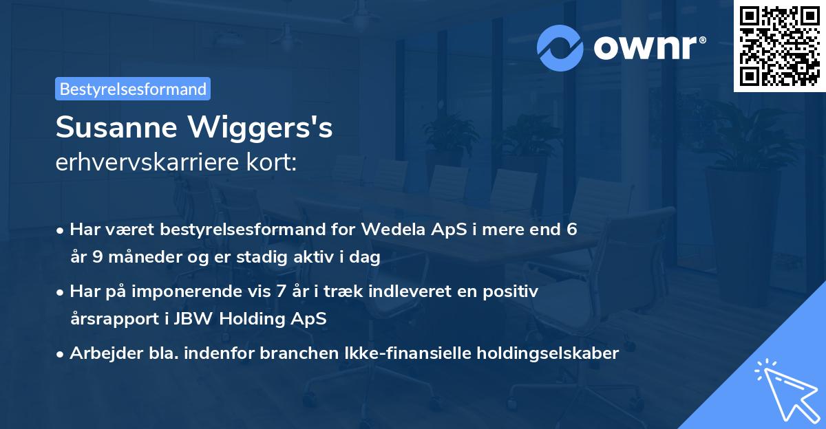 Susanne Wiggers's erhvervskarriere kort