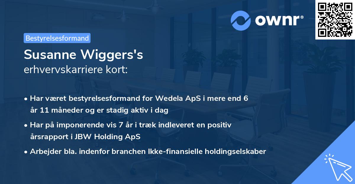 Susanne Wiggers's erhvervskarriere kort