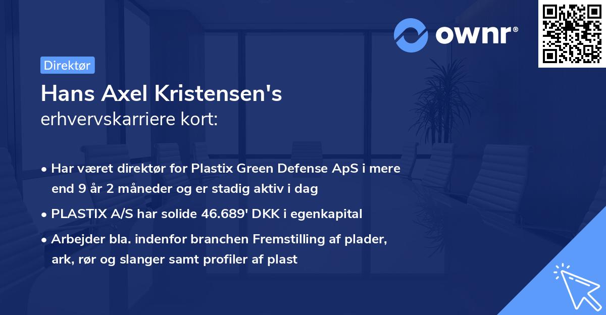 Hans Axel Kristensen's erhvervskarriere kort