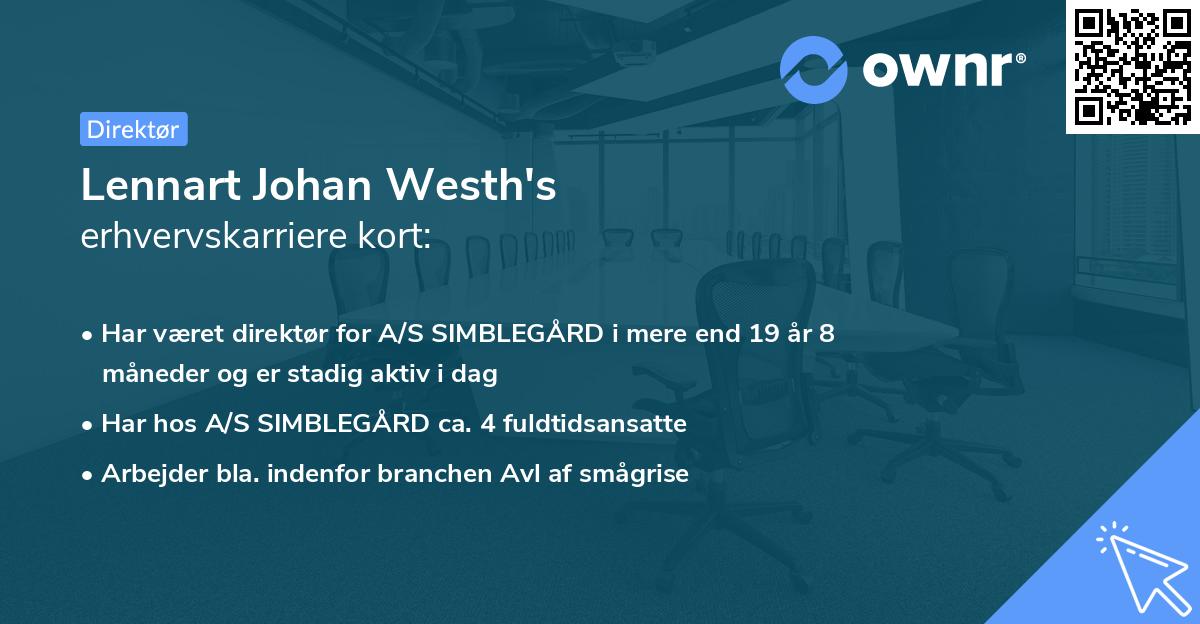 Lennart Johan Westh's erhvervskarriere kort