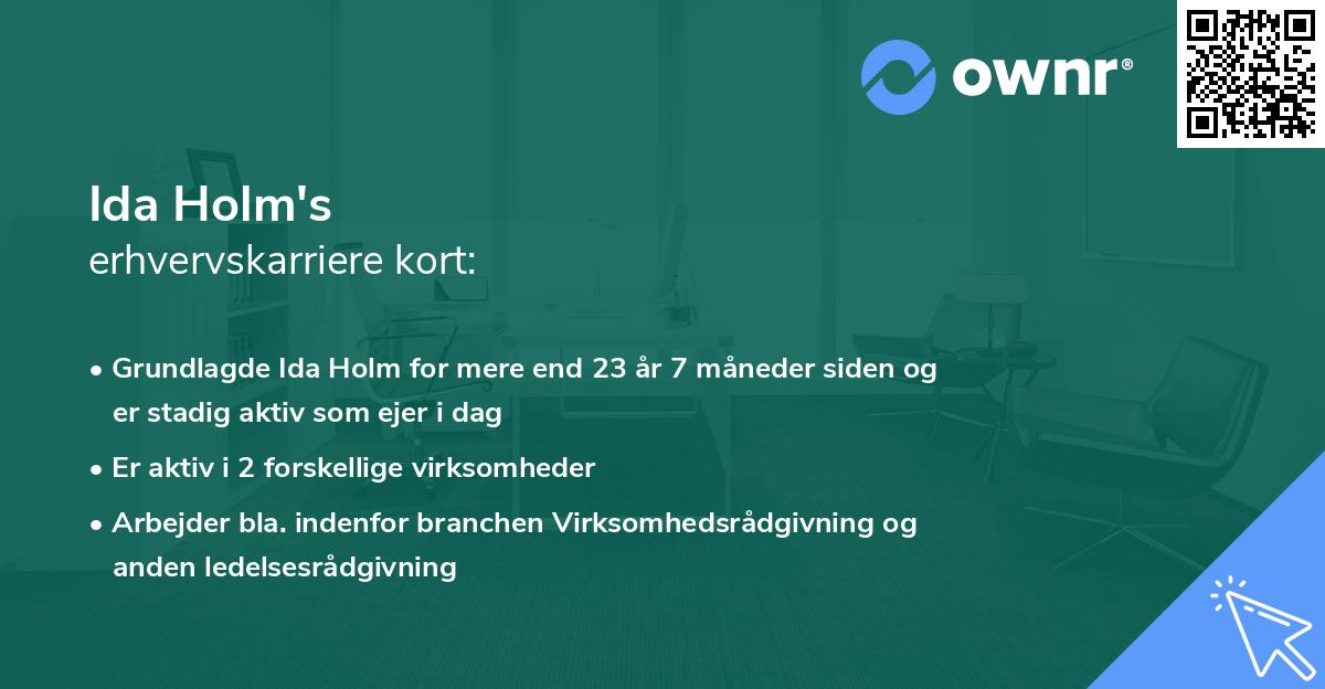 Ida Holm's erhvervskarriere kort